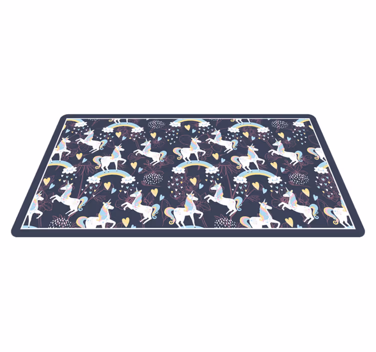 Alfombra de vinilo infantil patrón de unicornio único - TenVinilo