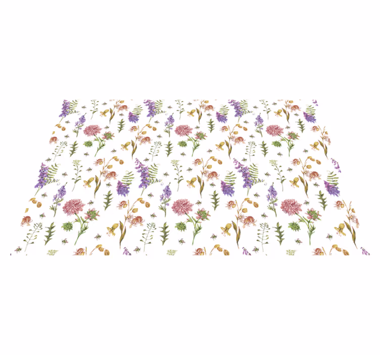 Alfombra vinílica flores composición de flores vibrantes - TenVinilo