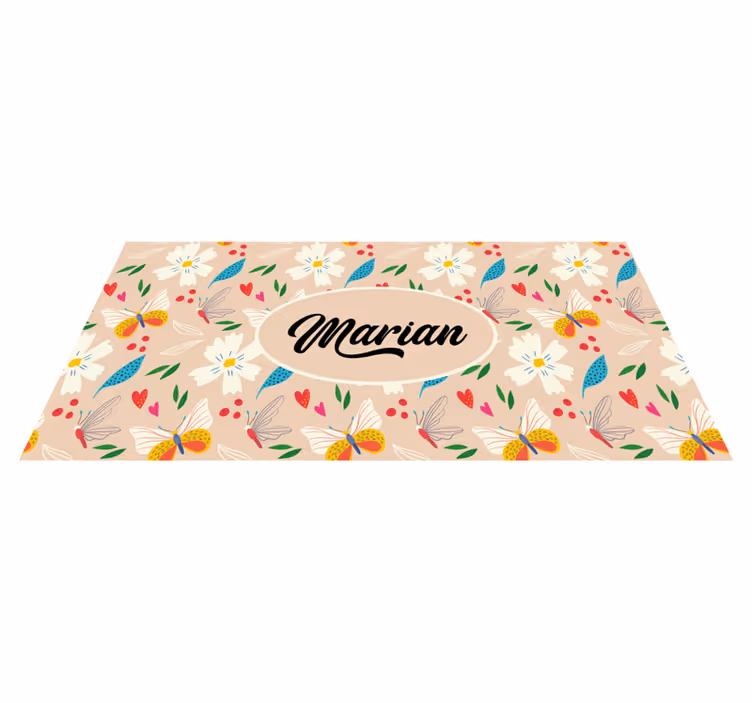 Alfombra vinílica dormitorio floral beige personalizado - TenVinilo