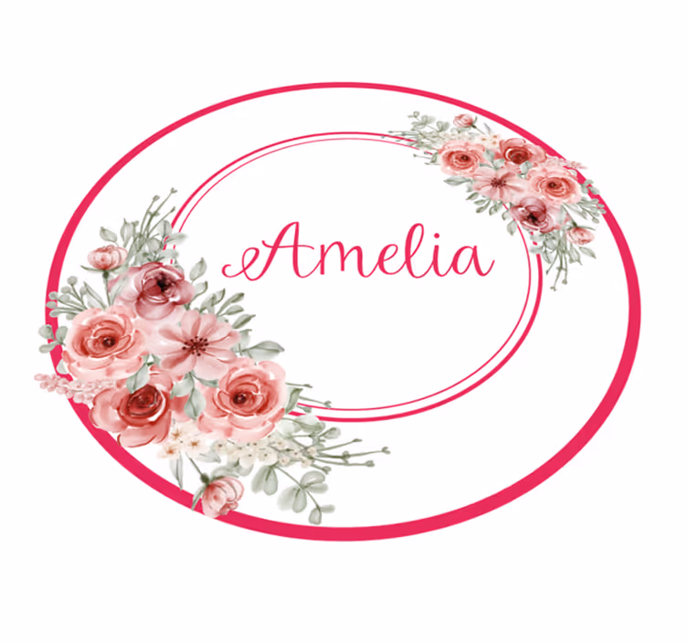 Alfombra vinílica personalizable Ramo rosa con nombre personaliza - TenVinilo