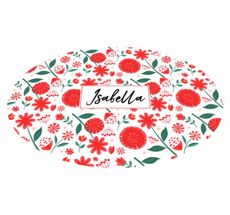 Alfombra vinílica dormitorio flores rojas personalizadas - TenVinilo