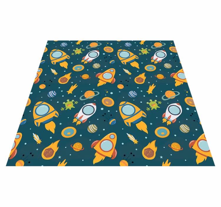 Alfombra vinílica infantil Nuevo planeta con extraterrestres dive - TenVinilo