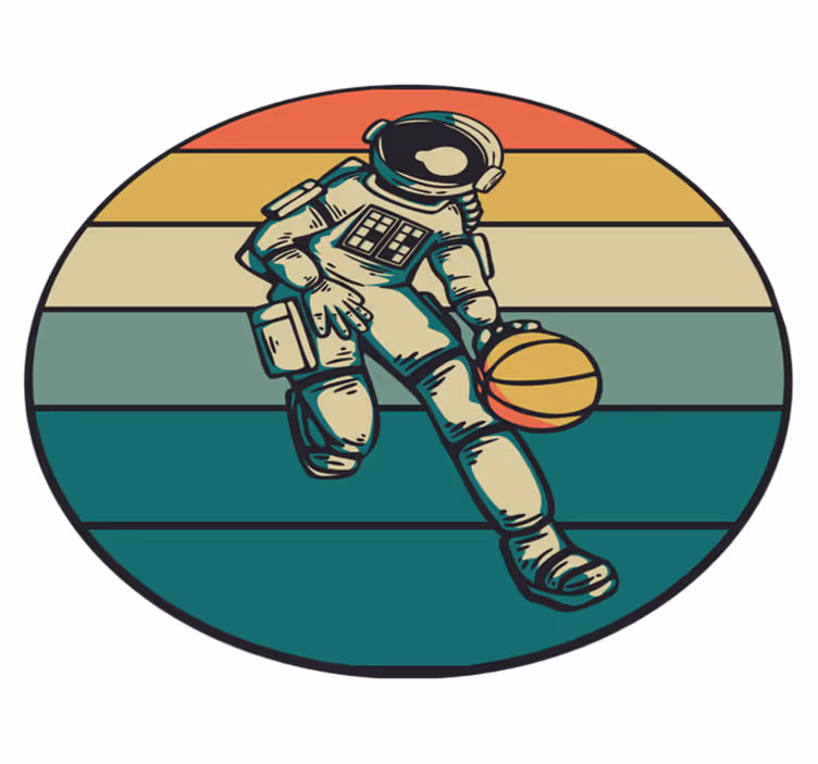 Alfombra vinílica de juegos infantil baloncesto astronauta - TenVinilo