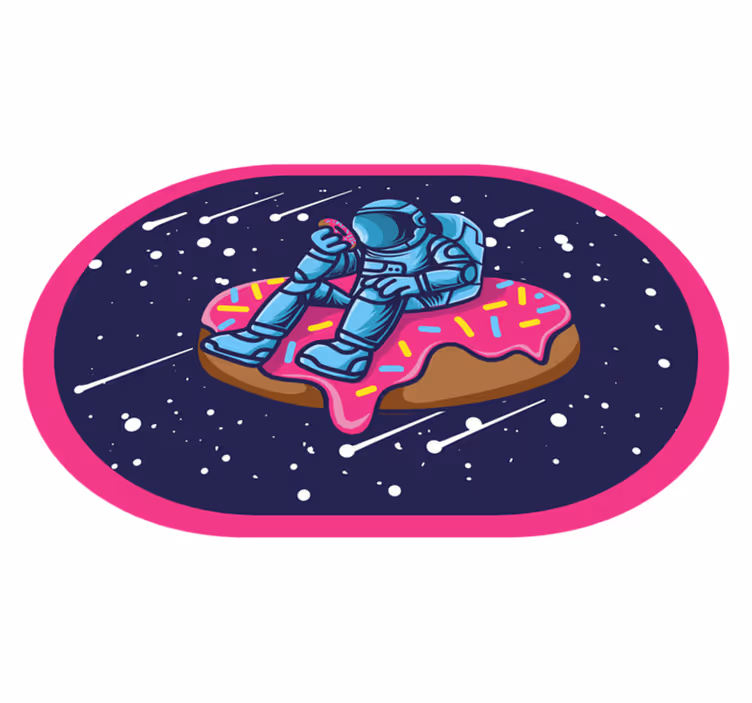 Alfombras vinílicas juvenils astronauta en donut - TenVinilo
