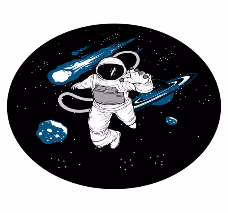 Alfombra vinílica dormitorio Personaje astronauta dibujado a mano - TenVinilo