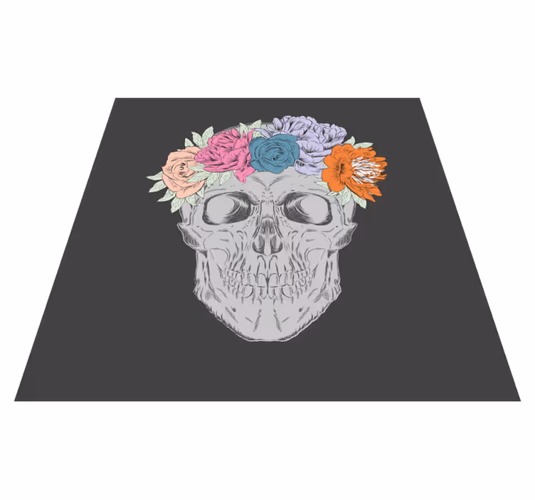 Alfombras vinílicas juvenils arte floral de calaveras - TenVinilo