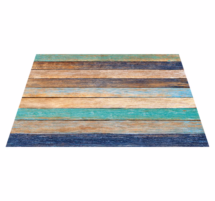 Alfombra vinílica textura madera tablones multicolores - TenVinilo