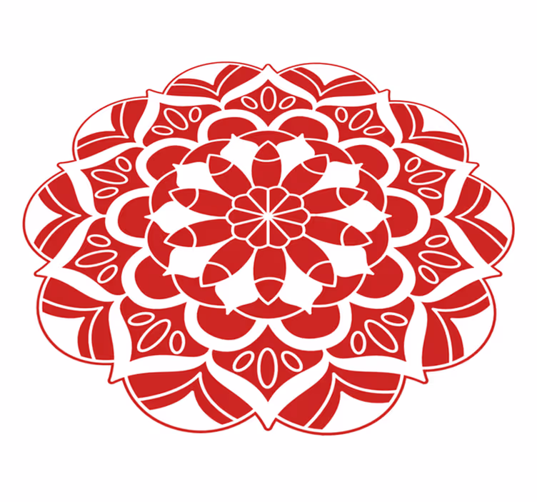 Alfombra vinílica mandala patrón floral rojo - TenVinilo