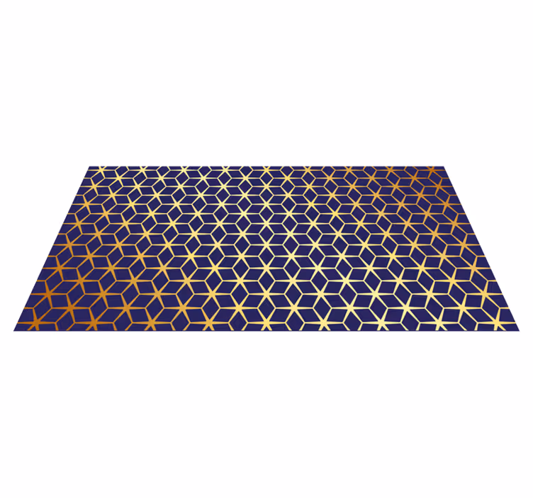 Alfombra exterior vinilo Azul marino con patrón de líneas doradas - TenVinilo