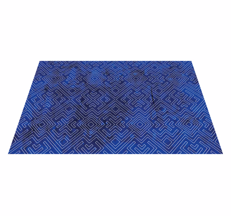 Alfombra de vinilo geométrica diseño tribal azul marino - TenVinilo