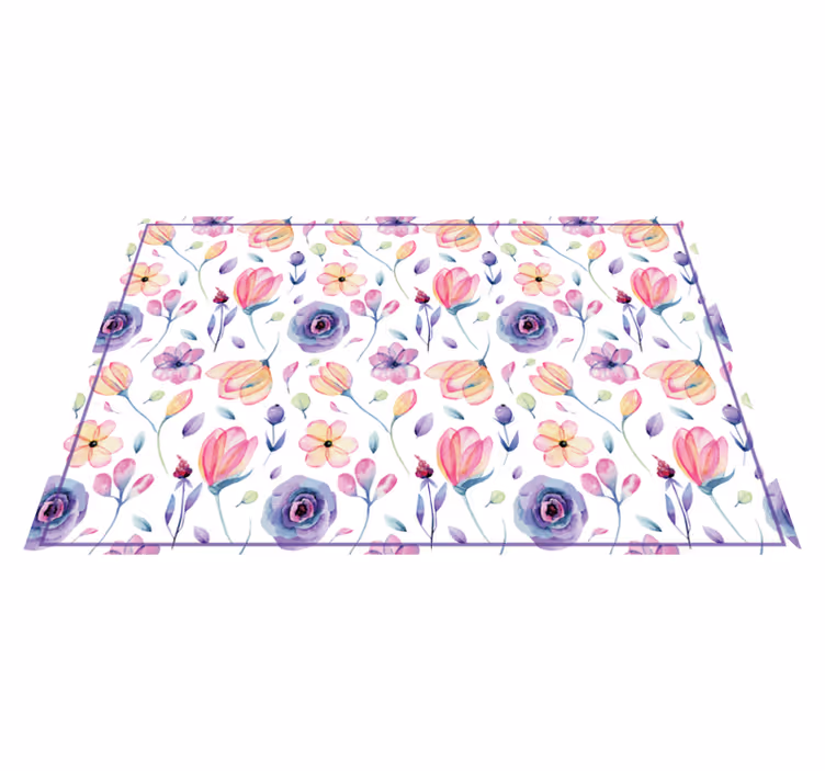 Alfombra vinílica flores patrón floral de acuarela - TenVinilo