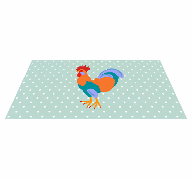 Alfombra vinílica animales arte de gallo vibrante - TenVinilo