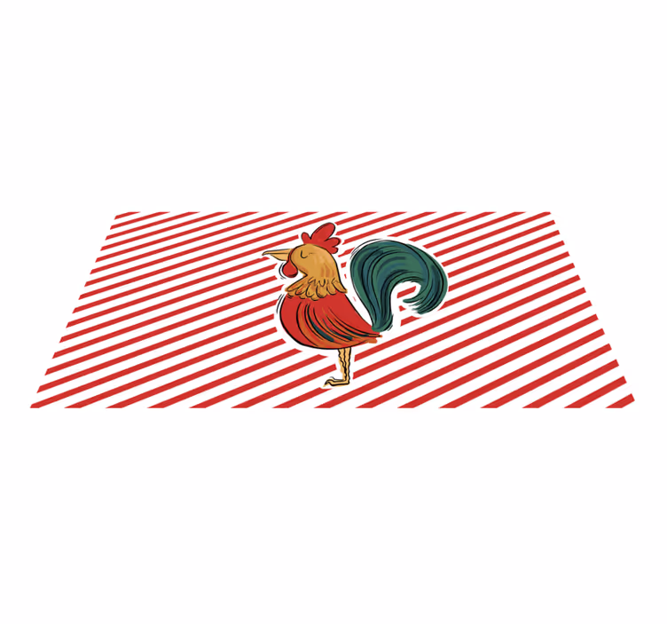 Alfombra vinílica animales ilustraciones coloridas de gallos - TenVinilo
