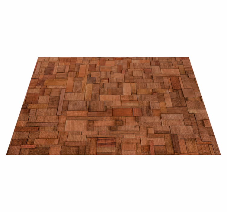 Alfombra vinílica textura madera patrón de bloque cálido - TenVinilo