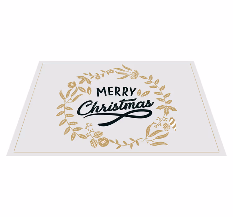 Alfombra vinílica navidad alegre saludo dorado - TenVinilo