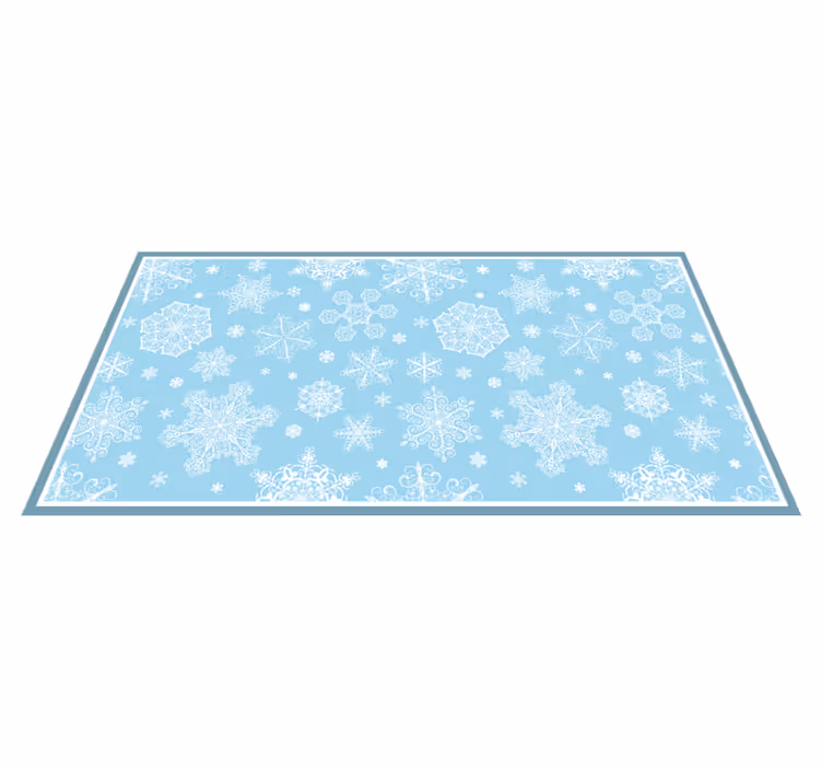 Alfombra vinílica navidad Copos de nieve blancas sobre fondo azul - TenVinilo