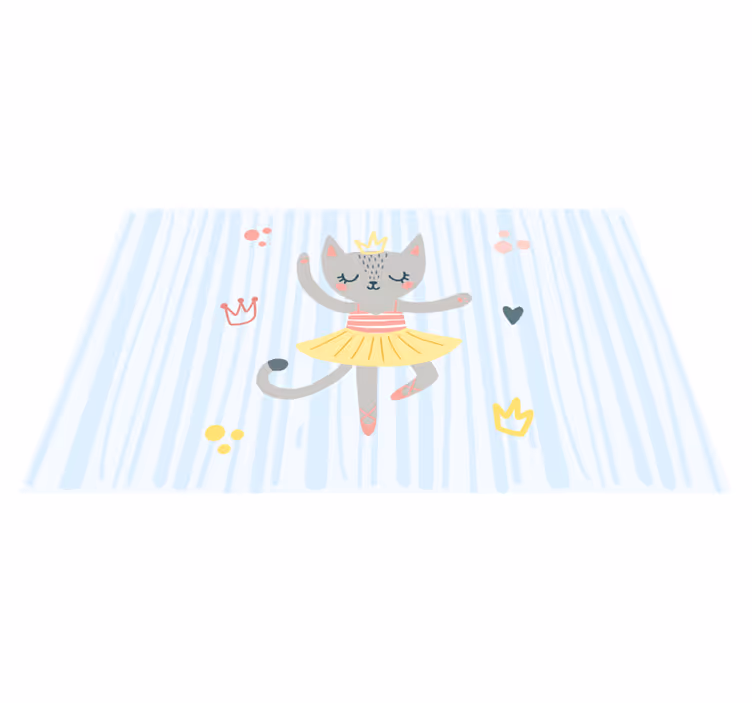 Alfombra de vinilo infantil ilustración de gato bailando - TenVinilo