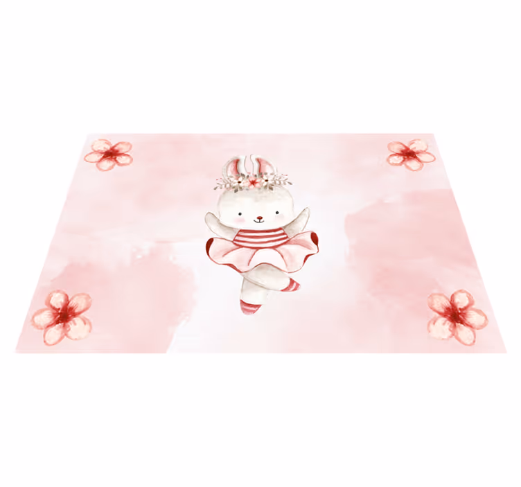 Alfombra de vinilo infantil ilustración conejito ballet - TenVinilo