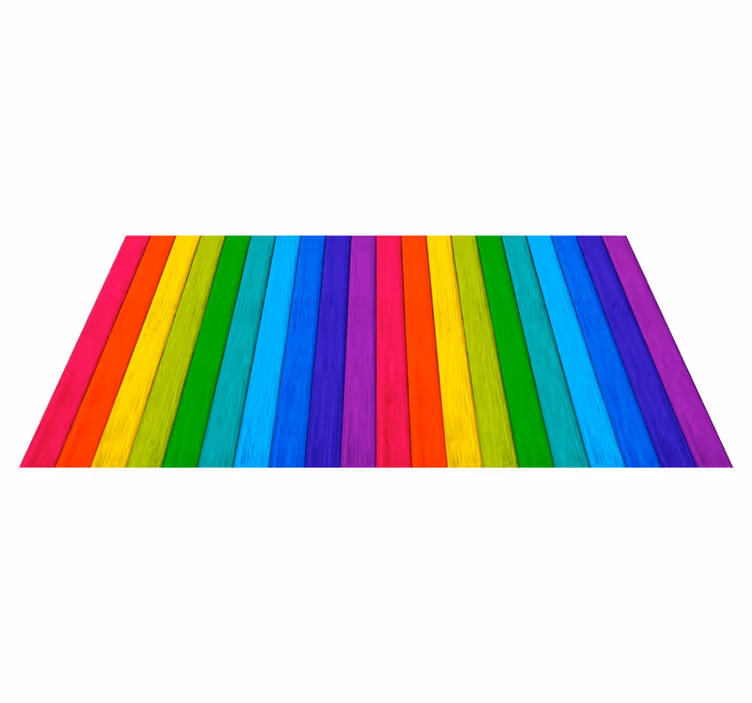 Alfombra vinílica textura madera diseño de rayas de arcoíris - TenVinilo