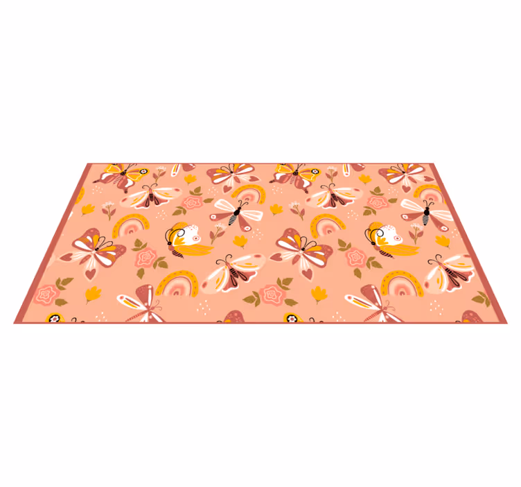 Alfombra vinílica bebé mariposas florales de colores - TenVinilo