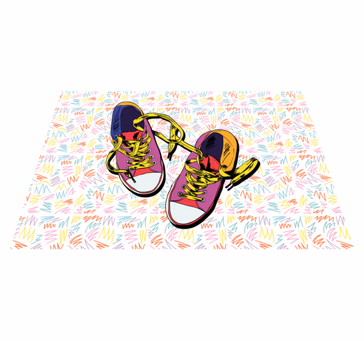 Alfombras vinílicas juvenils patrón de zapatillas de colores - TenVinilo