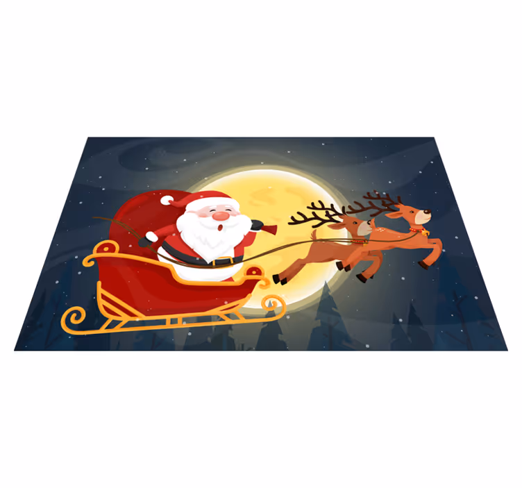 Alfombra vinílica navidad paseo en trineo de santa - TenVinilo