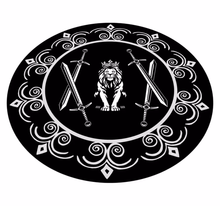 Alfombra vinílica redonda majestuoso emblema del león - TenVinilo