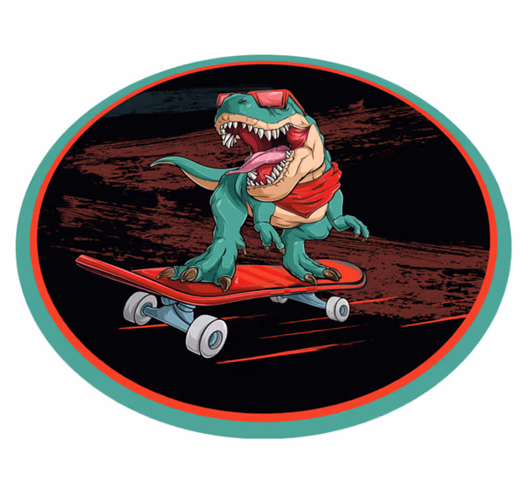 Alfombras vinílicas juvenils dinosaurio patinador genial - TenVinilo