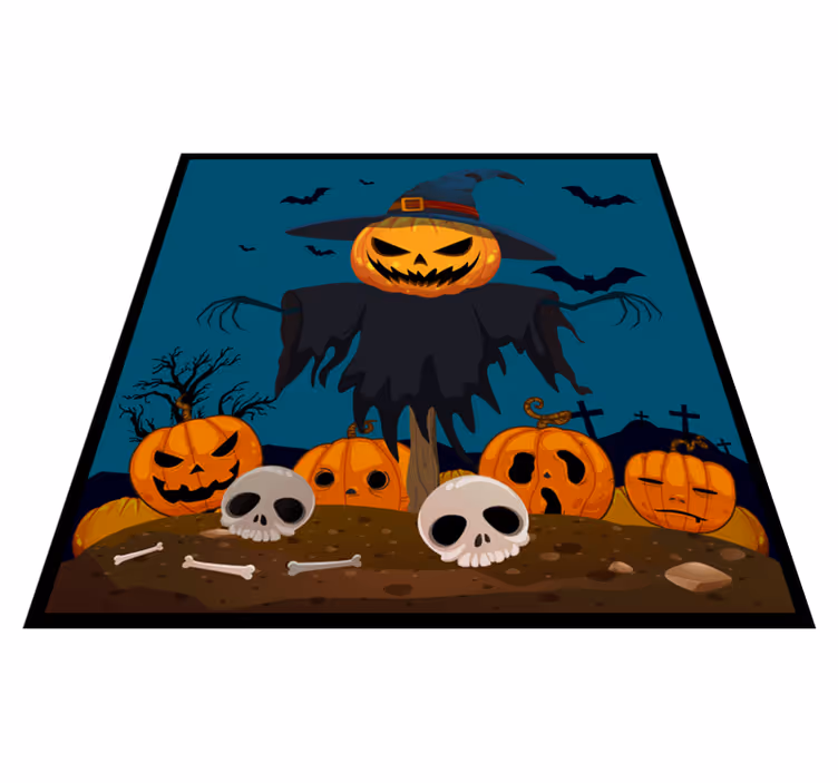 Alfombra vinílica Halloween escena de calabaza inquietante - TenVinilo