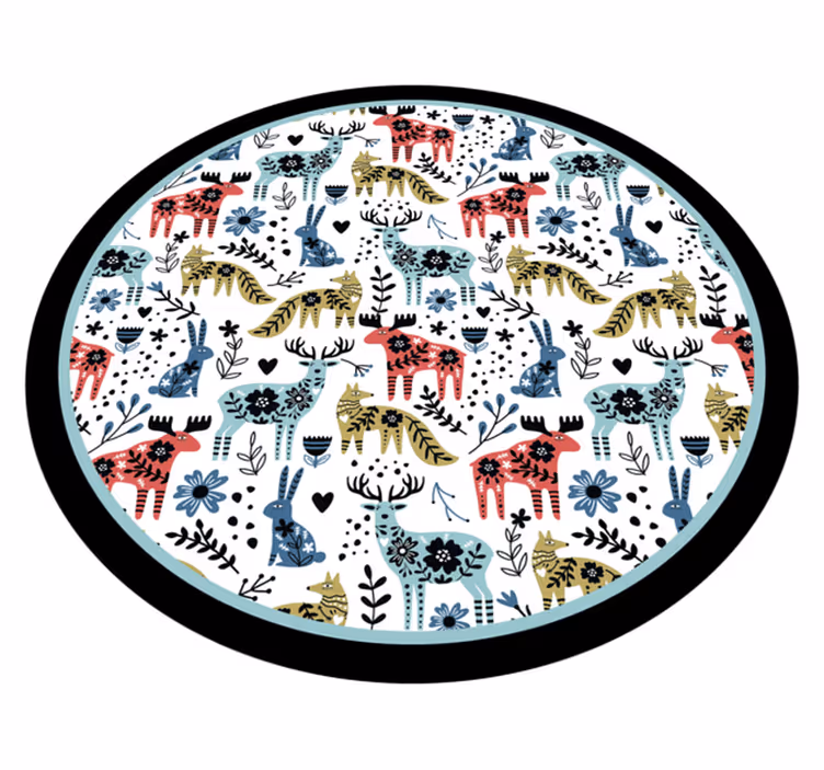 Alfombra vinílica bebé patrones de animales coloridos - TenVinilo