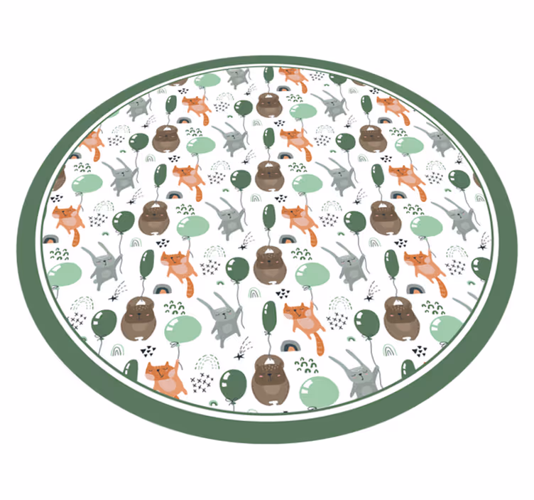 Alfombra de vinilo infantil globos de animales juguetones - TenVinilo