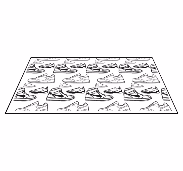 Alfombras vinílicas juvenils patrón de contorno de zapatilla - TenVinilo