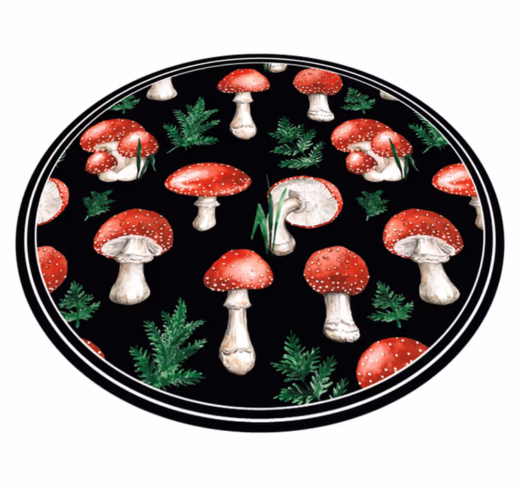 Alfombra vinílica naturaleza motivo de bosque de setas - TenVinilo
