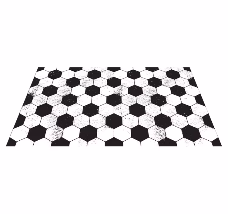Alfombra de vinilo geométrica hexagonal en blanco y negro - TenVinilo