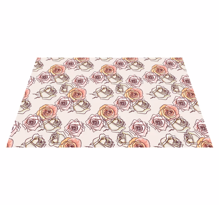 Alfombra vinílica flores Patrón de rosas estilo ingles - TenVinilo