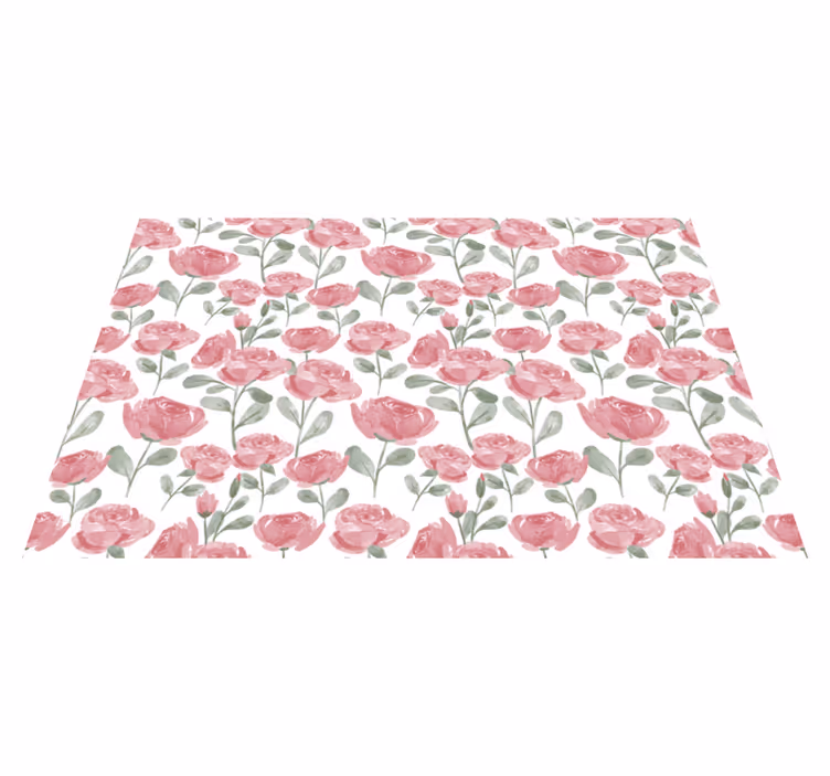 Alfombra vinílica flores motivo botánico de amapolas - TenVinilo