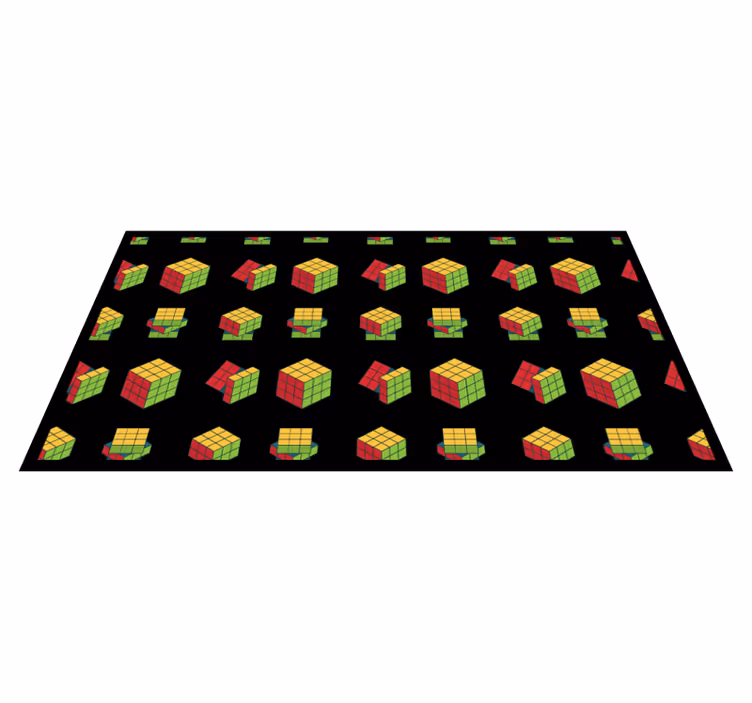 Alfombra vinílica de juegos infantil patrón cubo rubik - TenVinilo