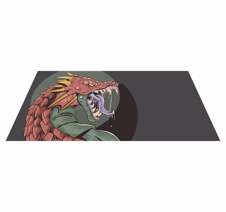 Alfombras vinílicas juvenils ilustración de cabeza de dragón - TenVinilo