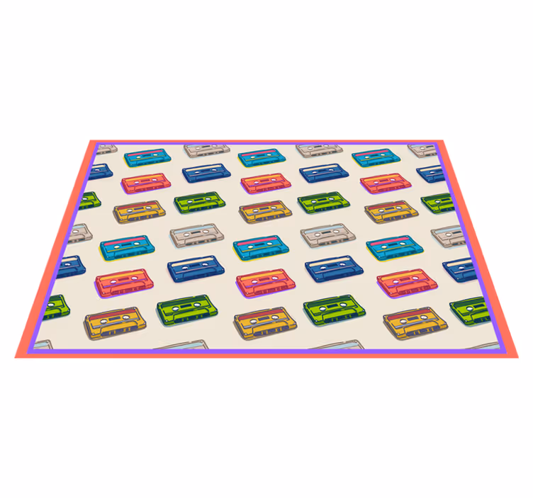 Alfombra vinílica vintage cintas de casete de colores - TenVinilo