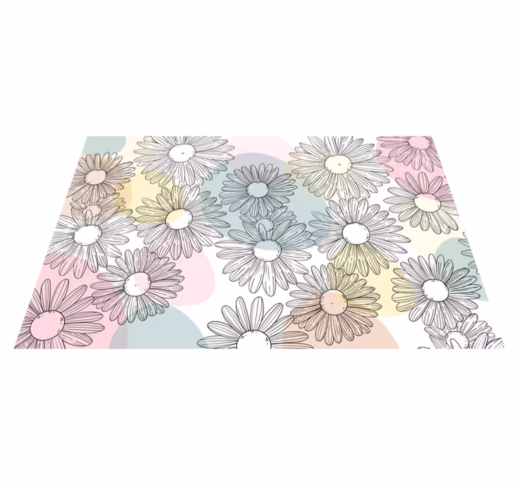 Alfombra vinílica flores diseño de margaritas en acuarela - TenVinilo