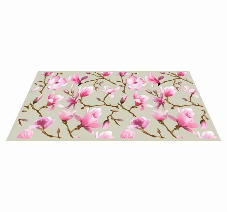 Alfombra vinílica flores magnolia rosa - TenVinilo