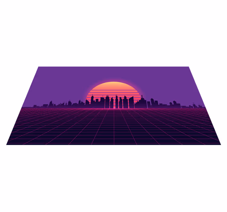 Alfombras vinílicas modernas cuadrícula retro atardecer - TenVinilo
