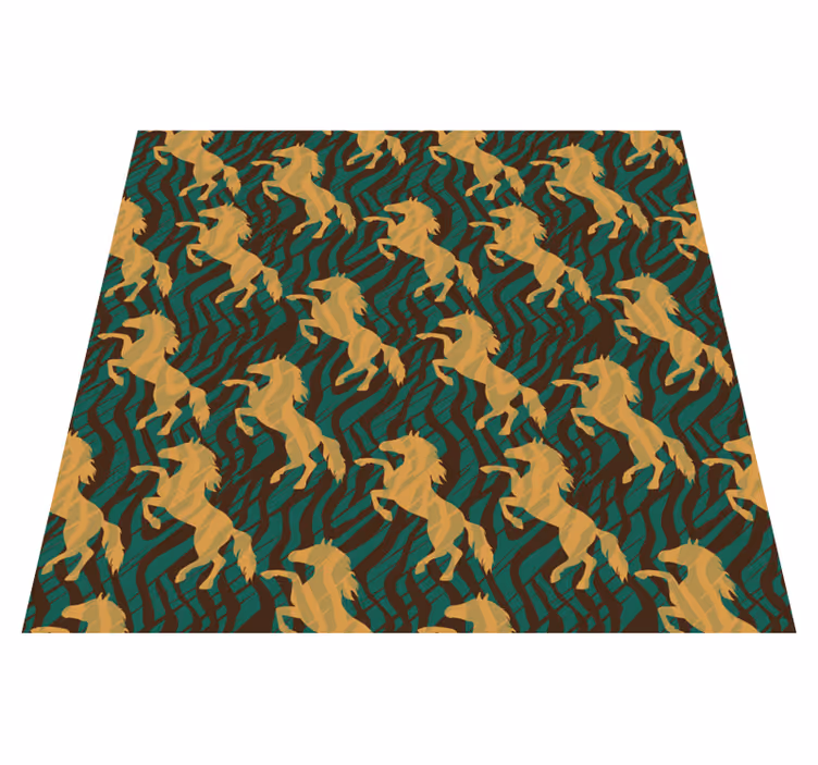 Aflombra vinílica animales Caballo verde y marrón estilo africano - TenVinilo