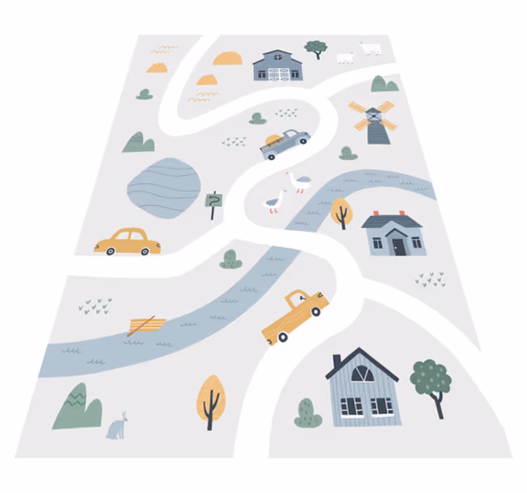 Alfombra vinílica carretera diseño de carreteras lúdico - TenVinilo