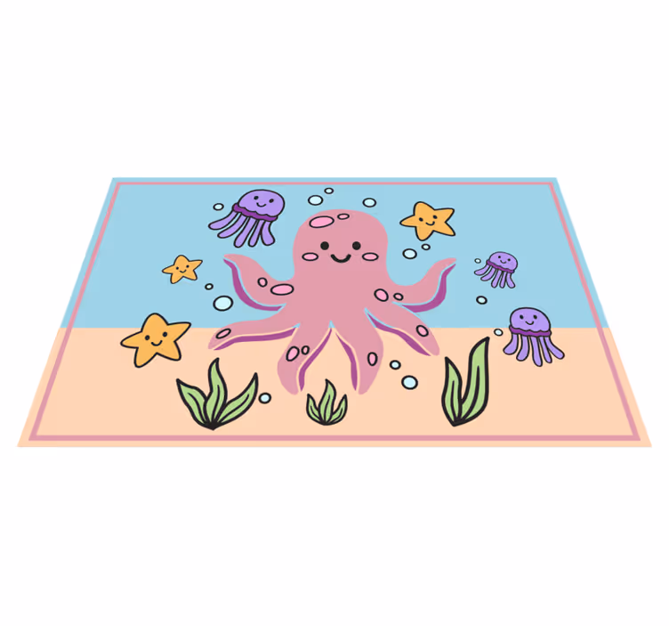 Alfombra de vinilo infantil ilustración de amigos del océano - TenVinilo