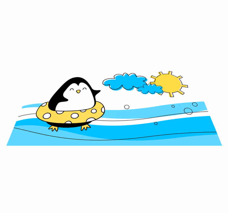 Alfombra de vinilo infantil ilustración de pingüino juguetón - TenVinilo