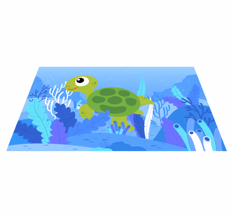 Alfombra de vinilo infantil paisaje marítimo de tortugas - TenVinilo