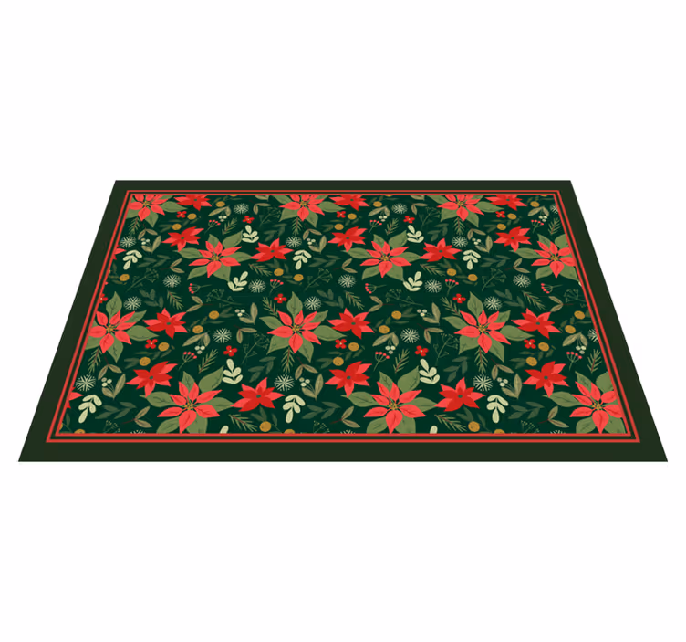 Alfombra vinilo navidad patrón festivo de flor de pascua - TenVinilo