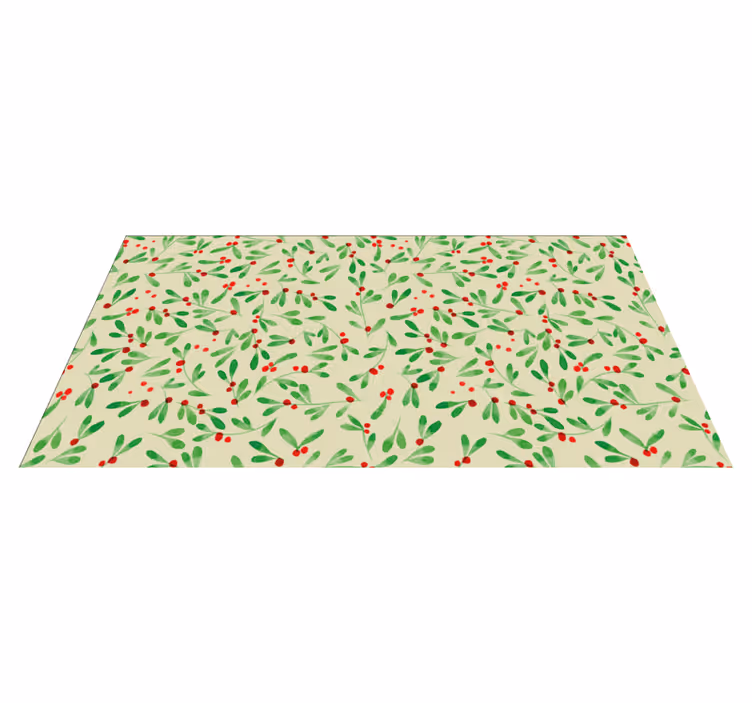 Alfombra vinilo navidad patrón de bayas navideñas - TenVinilo