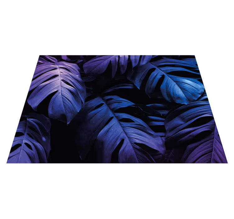 Alfombra vinílica flores diseño de hojas tropicales - TenVinilo